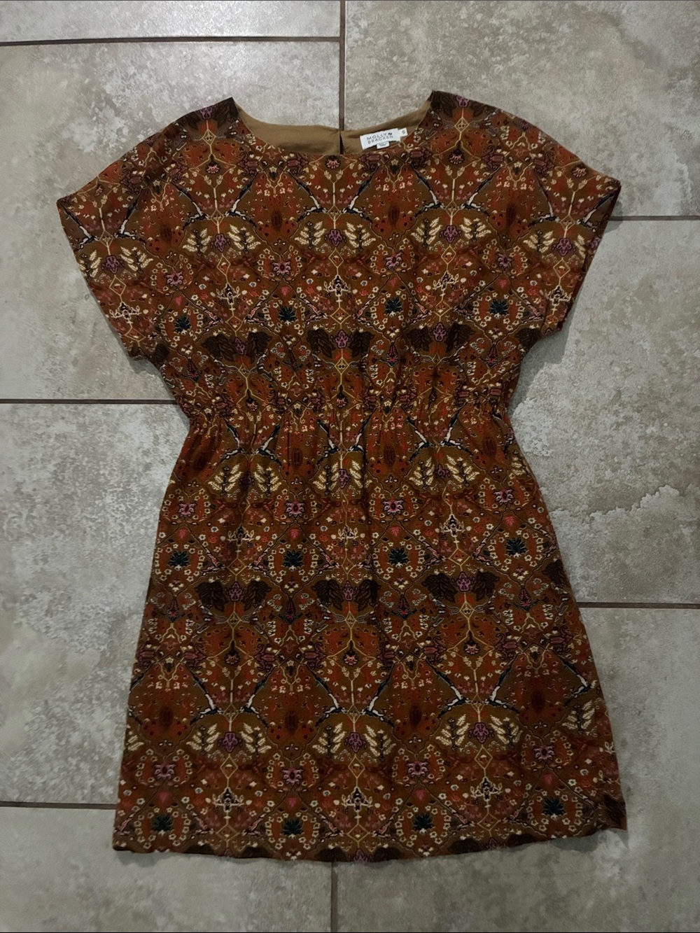Molly Bracken Rust and Purple Floral-Print Mini Dress